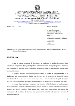 ISTITUTO COMPRENSIVO &ldquo;M. CARLUCCI&rdquo; VIA UNIT&Agrave; d