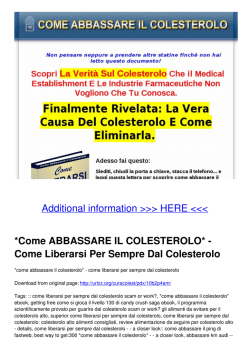 *Come ABBASSARE IL COLESTEROLO*
