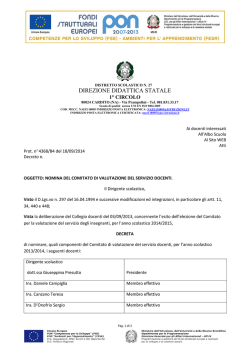 Nomina del comitato di valutazione del servizio docenti