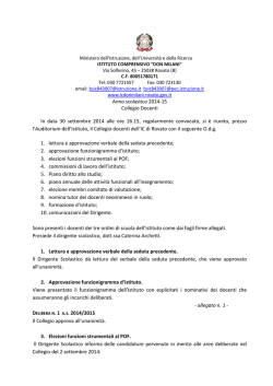 Anno scolastico 2014-15 Collegio Docenti In data 30 settembre