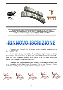 Ritmica News n.1 - Polisportiva Pontevecchio