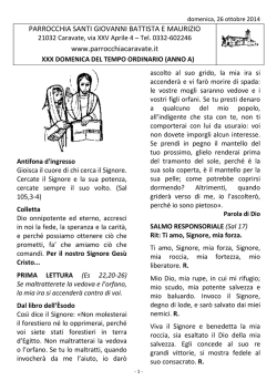 MESSA DOMENICA 26 OTTOBRE 2014