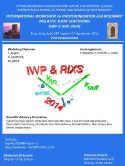 First Announcement. - International Workshop on Photoionization