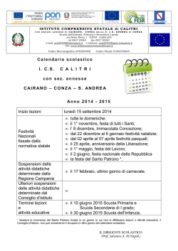 Calendario scolastico I. C.S. C A L I T R I con sez. annesse