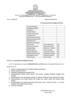 Convocazione Consiglio di Circolo del 29.04.2014