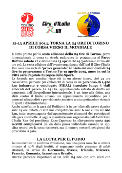 12-13 aprile 2014, torna la 24 ore di torino di corsa