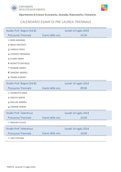 CALENDARIO ESAMI DI PRE LAUREA TRIENNALE