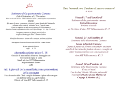 alternativa piatto unico &euro;. 18 tutti i gioved&igrave; della manifestazione