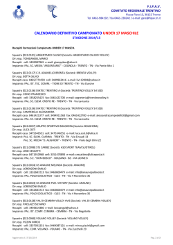 Calendario definitivo U17 Maschile Trento