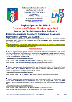 C.U. n. 73 L.N.D.-S.G.S. del 9.05.2014