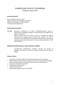 CURRICULUM VITAE ET STUDIORUM - I blog di Unica