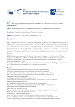 Titolo (ITA) Misurare gli impatti della valorizzazione del patrimonio