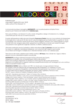 Kaleidoscope mercoled&igrave; 9 aprile 2014 ore 18.30 nella