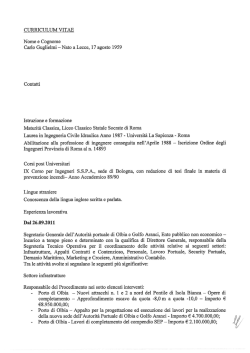 Curriculum vitae Segretario Generale Dott. Ing. Carlo Guglielmi