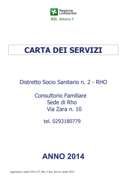 CARTA DEI SERVIZI ANNO 2014