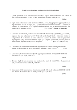 Test di autovalutazione sugli equilibri ionici in soluzione 1. Quanti
