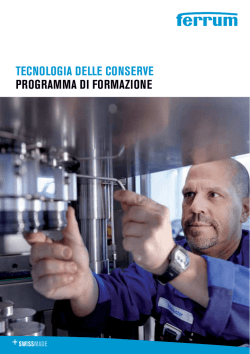 TeCnoloGiA delle ConServe ProGrAmmA di FormAzione