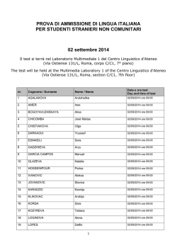 PROVA DI AMMISSIONE DI LINGUA ITALIANA PER STUDENTI