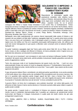 e impegno a fianco dei valorosi combattenti kurdi di kobane