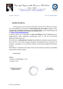 CNI - Autocertificazione dei crediti formativi circ 292 - 449