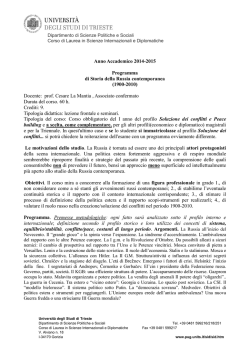 2014/2015 - Universit&agrave; di Trieste Polo di Gorizia