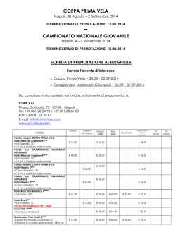 scheda di prenotazione unica 2 eventi aggiornata al 14/07/2014