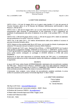 Decreto USR TFA ammessi con riserva TAR prova scritta Leo irene