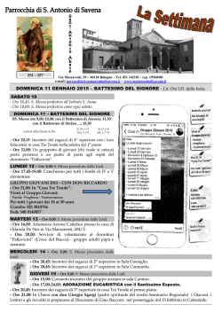 DOMENICA 11 GENNAIO 2015 &ndash; BATTESIMO DEL SIGNORE