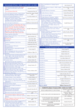 RAGGRUPPAMENTI DEL 15 marzo 2014 RADUNI