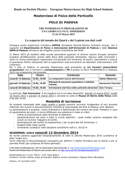 Il programma della Masterclass