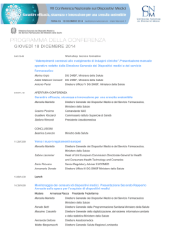 GIOVEDÌ 18 DICEMBRE 2014 - Forum Dispositivi Medici