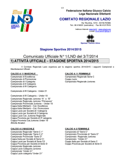 Comunicato Ufficiale N&deg; 1/LND del 3/7/2014 1) ATTIVIT&Agrave; UFFICIALE
