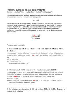 Problemi svolti molarità - Istituto "San Giovanni Bosco"