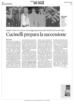 Cucinelli prepara la successione - Gruppo Giovani Imprenditori di