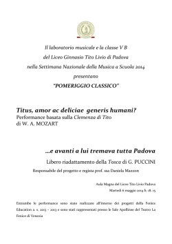 Titus, amor ac deliciae generis humani? …e avanti a lui tremava