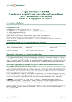 Foglio informativo n.459/004. Finanziamenti a medio/lungo termine