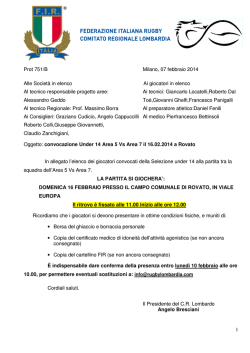 CONVOCAZIONE U14 - AREA5 vs AREA7