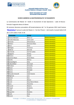 Elenco ammessi - Universit&agrave; Cattolica del Sacro Cuore