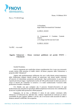 NOTA FNOVI Prot. n. 771/2014 - Ordine dei Medici Veterinari della