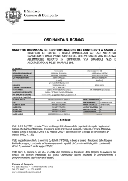 Il Sindaco Comune di Bomporto ORDINANZA N. RCR/043