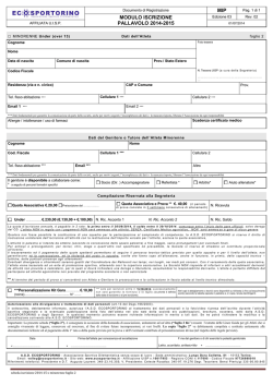 MIP MODULO ISCRIZIONE PALLAVOLO 2014-2015