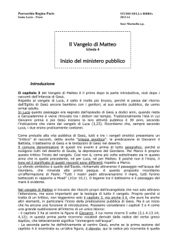 Il Vangelo di Matteo Inizio del ministero pubblico