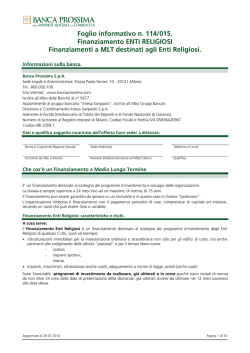 Foglio informativo n. 114/015. Finanziamento