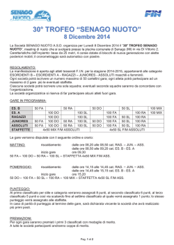 30&deg; TROFEO SENAGO NUOTO 8 Dicembre 2014