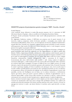 OGGETTO: proposta di partecipazione gratuita al progetto &ldquo;MSP