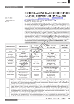 Dichiarazione IVA 2014 e recupero IVA per i