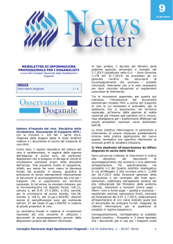 Newsletter &ndash; 2014 - Consiglio Nazionale Spedizionieri Doganali