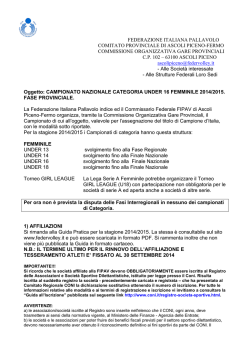 indizione campionato u16 femminile 2014-2015