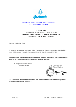 Indizione Campionati Provinciali 2014-2015