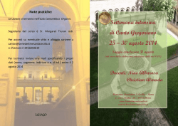 Settimana intensiva di Canto Gregoriano 25 &ndash; 30 agosto 2014